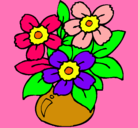 Dibujo Jarrón de flores pintado por flor