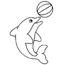 Dibujo Delfín jugando con una pelota pintado por rana