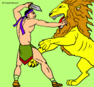 Dibujo Gladiador contra león pintado por Mauricio