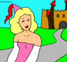 Dibujo Princesa y castillo pintado por caca