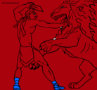 Dibujo Gladiador contra león pintado por bencusinierrivera