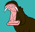 Dibujo Hipopótamo con la boca abierta pintado por miguel