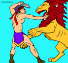 Dibujo Gladiador contra león pintado por omar
