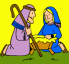 Dibujo Adoran al niño Jesús pintado por joselius