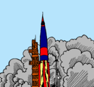 Dibujo Lanzamiento cohete pintado por erick