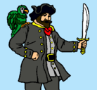Dibujo Pirata con un loro pintado por ivan