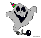 Dibujo Fantasma con sombrero de fiesta pintado por paola