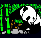 Dibujo Oso panda y bambú pintado por alejog.p