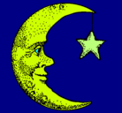 Dibujo Luna y estrella pintado por paula