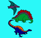 Dibujo Tres clases de dinosaurios pintado por RENATO