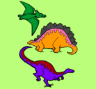 Dibujo Tres clases de dinosaurios pintado por juanse