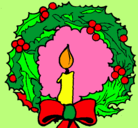 Dibujo Corona de navidad y una vela pintado por andrea