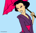 Dibujo Geisha con paraguas pintado por roxana