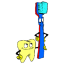 Dibujo Muela y cepillo de dientes pintado por GABRIELROSALES