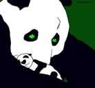 Dibujo Oso panda con su cria pintado por ranita