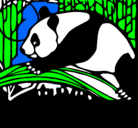 Dibujo Oso panda comiendo pintado por raiman