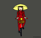 Dibujo China en bicicleta pintado por April