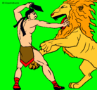Dibujo Gladiador contra león pintado por danieldarioacosta