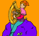 Dibujo Duende tocando el arpa pintado por MANUELA