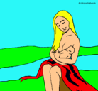 Dibujo Madre con su bebe pintado por naomi