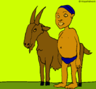 Dibujo Cabra y niño africano pintado por EVAAYALA
