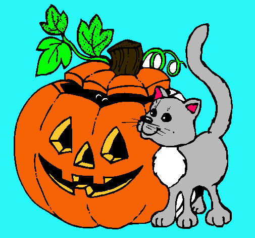 Calabaza y gato