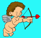 Dibujo Cupido apuntando con la flecha pintado por JENI