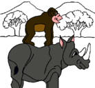 Dibujo Rinoceronte y mono pintado por csar