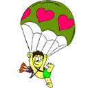 Dibujo Cupido en paracaídas pintado por MariaDoloresFelicidades