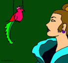 Dibujo Mujer y pájaro pintado por Piolin