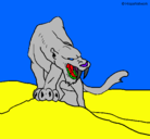 Dibujo Tigre con afilados colmillos pintado por alejo