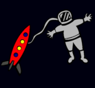 Dibujo Cohete y astronauta pintado por JUANDAMIAN