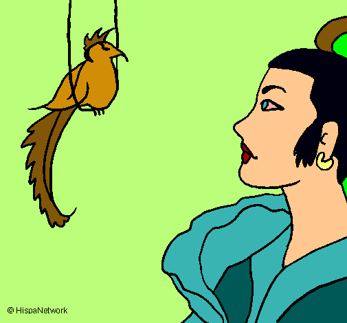 Mujer y pájaro