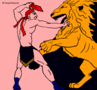 Dibujo Gladiador contra león pintado por gnfgnhfn