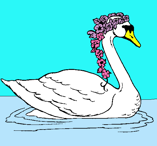 Cisne con flores