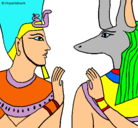 Dibujo Ramsés y Anubis pintado por carlos