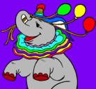 Dibujo Elefante con 3 globos pintado por vanya