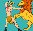 Dibujo Gladiador contra león pintado por Antonella