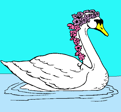 Cisne con flores