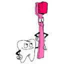 Dibujo Muela y cepillo de dientes pintado por Deyannira