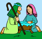 Dibujo Adoran al niño Jesús pintado por karla