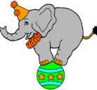 Dibujo Elefante encima de una pelota pintado por yoel