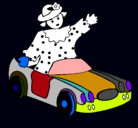 Dibujo Muñeca en coche descapotable pintado por ADRIAN