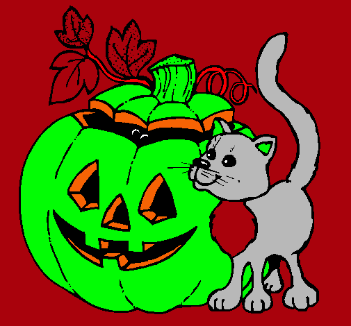 Calabaza y gato