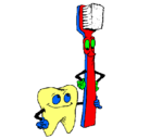 Dibujo Muela y cepillo de dientes pintado por RIV