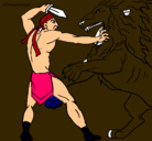 Dibujo Gladiador contra león pintado por natalia