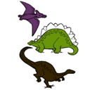 Dibujo Tres clases de dinosaurios pintado por Cesar