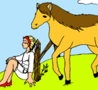 Dibujo Chica y caballo pintado por churrumino