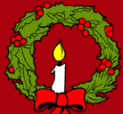 Dibujo Corona de navidad y una vela pintado por andreamichelle