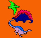 Dibujo Tres clases de dinosaurios pintado por nelson